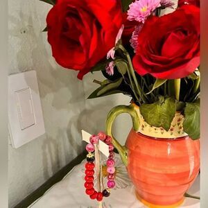 NWT Barse Genuine Stones Stretch Red Agate Bracelet #BJBR